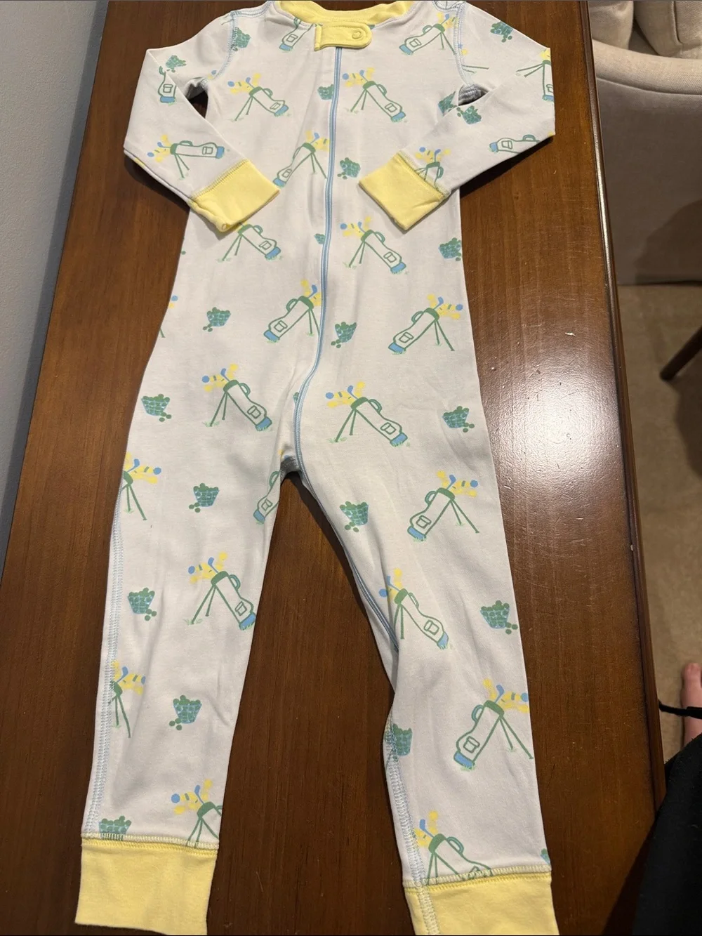 The Beaufort Bonnet Company Light Blue One-Piece Golf Print Pajama